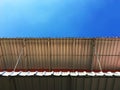 View under roof sheet metal to sky Royalty Free Stock Photo