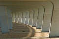 View under symetric bridge, background desgin. White color. Architecture. .