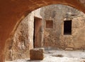 View of underground arch and doorway at the tomb of the kings in paphos cyprus forming and ancient street like corner view Royalty Free Stock Photo