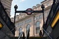 View from the underground upstairs to a historic building in London, UK Royalty Free Stock Photo