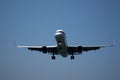 View of underside of an aeroplane as it lands Royalty Free Stock Photo