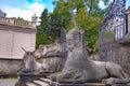 View of unicorn statue at the entrance to the Mirabell palace gardens, Salzburg, Austria Royalty Free Stock Photo