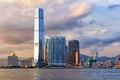 View of Union Square buildingsd at sunset, Hong Kong