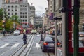 Union Square on Powell Street from Cable Car in San Francisco, CA