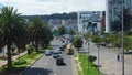 View of the United Nations Avenue north of the city of Quito with the Estadio Olimpico Atahualpa in the background