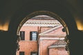 View from University la Sapienza in Rome, ancient red bricks buildings