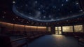A view of a university planetarium with a starry sky proj two created with generative AI Royalty Free Stock Photo