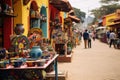 View of unknowns Nepali people walking between Durbar square and Thamel district in Kathmandu in the morning, A colorful artisan