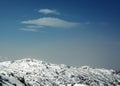 View of Untersberg mountain in Austria with blue sky, few clouds and snowy ground Royalty Free Stock Photo