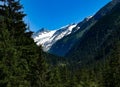 view from Untersulzbach valley towards peak of Mt. Grossvenediger, Austria Royalty Free Stock Photo
