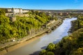 A view up the Avon Gorge from the Clifton Suspension bridge over the River Avon Royalty Free Stock Photo