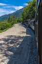 A view up a gradient on the White Pass and Yukon railway near Skagway, Alaska