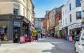 View up the High Street in Stroud, a market town in Gloucestershire