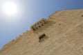 View up on Kolossi tower wall in Cyprus