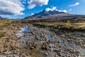 A view up the River Sligachan with a backdrop of the Cuillin Hills on the Isle of Skye, Scotland Royalty Free Stock Photo
