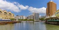 A view up the Singapore river towards the Merchant loop in Singapore, Asia Royalty Free Stock Photo