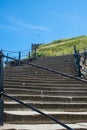 View up the 199 steps to Whitby abbey