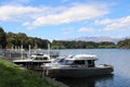 Boats, Waiau River, Pearl Harbour, Manapouri, NZ Royalty Free Stock Photo