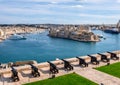 View from Upper Barrakka Gardens, in Valleta, Malta. Royalty Free Stock Photo