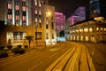 View from upper deck of double-decker tramway Royalty Free Stock Photo