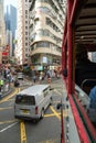 View from the upper deck of a tram in Hong Kong Royalty Free Stock Photo