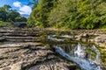 A view of the upper falls and old arch bridge at Stainforth Force, Yorkshire Royalty Free Stock Photo