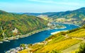 View of the Rhine Gorge with Rheinstein and Reichenstein Castles in Germany Royalty Free Stock Photo