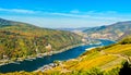 View of the Rhine Gorge with Rheinstein and Reichenstein Castles in Germany Royalty Free Stock Photo