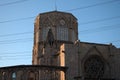 View of the upper part of the Cathedral of Valencia, Spain, from the Plaza de la Virgen Royalty Free Stock Photo