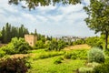 A view from the upper reaches of Alhambra district, Granada, towards the Albaicin District