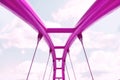 View of the upper structure of the fuchsia bridge against the blue sky