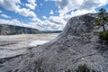 View from the Upper Terraces geothermal hot springs in Mammtoh Hot Springs in Yellowstone National Park