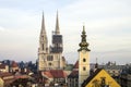 View from Upper Town to Zagreb Cathedral and st. Mary church