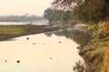 View upstream of the luangwa river near the national park in zambia Royalty Free Stock Photo