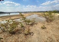 View upstream of the luangwa river near the national park in zambia Royalty Free Stock Photo