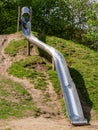 View upwards at long slide at playground.