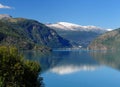 View From Urnes To The Lustrafjord And A Village Royalty Free Stock Photo