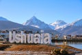 View of the Ushuaia sign in winter Royalty Free Stock Photo