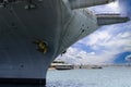 View of the USS Midway from San Diego bay, California Royalty Free Stock Photo