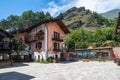 View of Usseaux a picturesque alpine village in Val Chisone, Piedmont, Italy