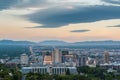 View of the Utah State Capitol Building and downtown skyline at sunset, in Salt Lake City, Utah Royalty Free Stock Photo