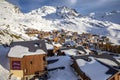 View of the Val Thorens ski resort of Three Valleys, France. Mountains covered with snow Royalty Free Stock Photo