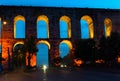 The Valens Aqueduct at night, Istanbul, Turkey Royalty Free Stock Photo