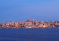View with Valleta city in Malta at blue hour Royalty Free Stock Photo