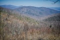 View of the valley below from Shenandoah National Park in Virginia of the Blue Ridge Mountains along Skyline Drive Royalty Free Stock Photo