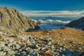 View of valley under Rysy peak during autumn in High Tatras mountains