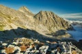 View of valley under Rysy peak during autumn in High Tatras mountains