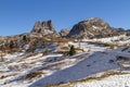 A view from Valparola mountain pass at Monte Averau Royalty Free Stock Photo