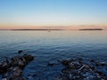 View from Vancouver Island, Canada, with sailboats cruising the Royalty Free Stock Photo