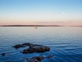 View from Vancouver Island, Canada, with sailboats cruising the Royalty Free Stock Photo